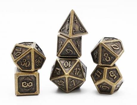 Dés pour jdr - Mini lot de 7 dés en métal (16mm) - Devil Eye Gold