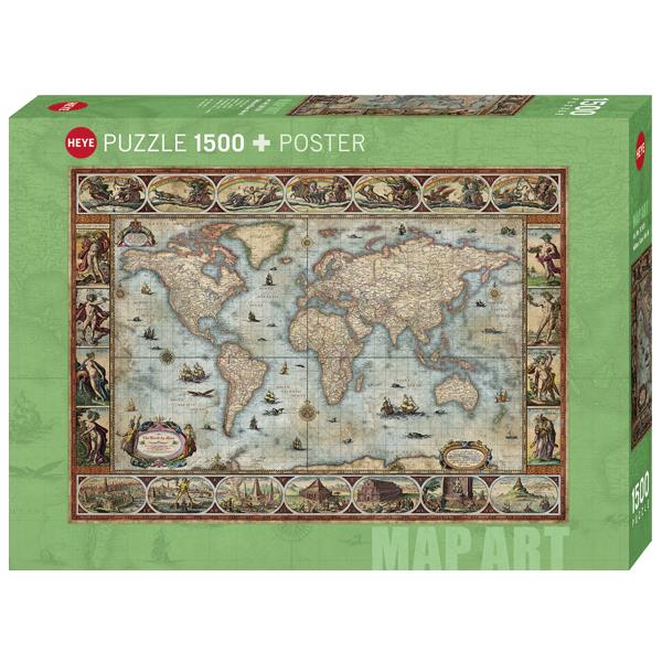 Puzzle 1500 pièces Map Art Blaeu World