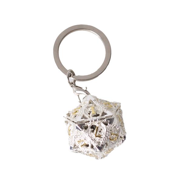 Dés pour jdr - Porte clé D20 - lot de 7 mini dés métal (5mm) + Chaine