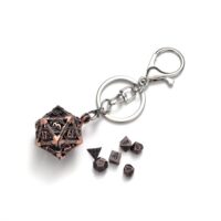 Dés pour jdr - Porte clé D20 - lot de 7 mini dés métal (5mm) + Chaine