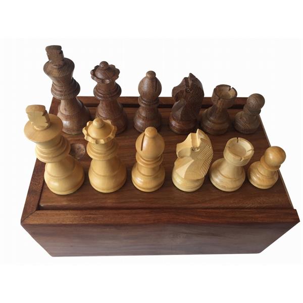 Pièces d'échecs N°4 Bois, Plombées Feutrées (boite bois)