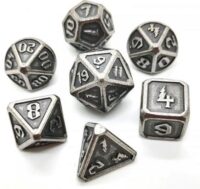 Dés pour jdr - Mini lot de 7 dés en métal (14mm) - Shiny Silver