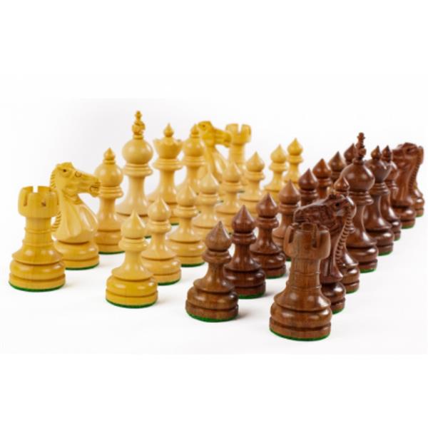 Pièces d'échecs N°3 Taj Buis et Acacia Plombées feutrées
