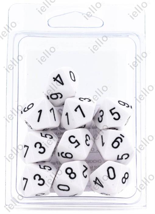 Dés pour jdr - set 10d10 Blanc et Noir