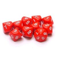 Dés pour jdr - set 10d10 Rouge et Blanc