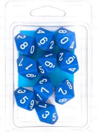 Dés pour jdr - set 10d10 Bleu et Blanc