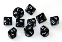 Dés pour jdr - set 10d10 Noir et Blanc