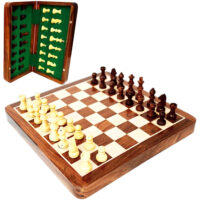 Jeu d'Echecs Bois pliant magnétique 18cm