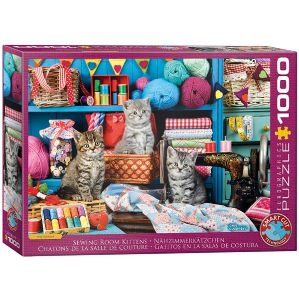 Puzzle 1000 pièces Chatons dans l'atelier de couture