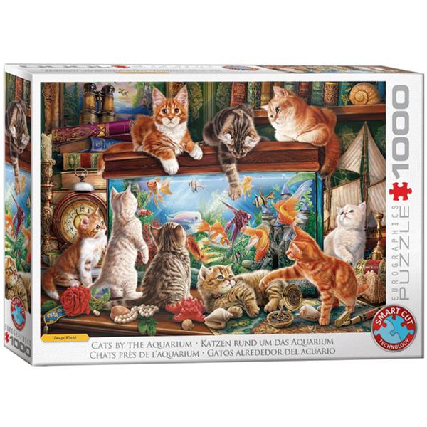Puzzle 1000 pièces Chats près de l'aquarium