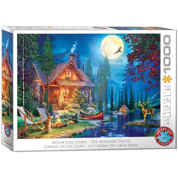 Puzzle 1000 pièces Cabane du lac lune