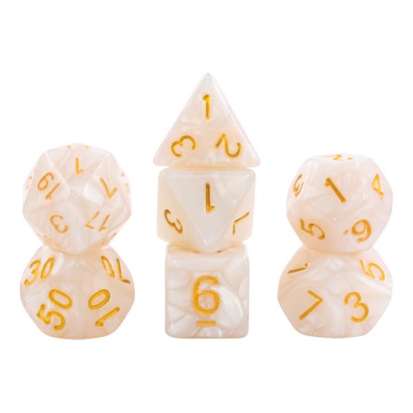 Dés pour jdr - Blanc nacré et or
