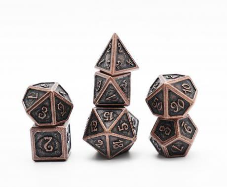 Dés pour jdr - Mini lot de 7 dés en métal (16mm) - Devil Eye Bronze