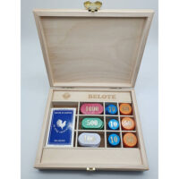 Coffret Belote bois avec jetons
