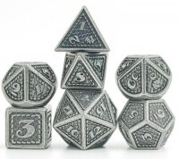 Dés pour jdr - Mini lot de 7 dés en métal (16mm) - Dragon Scale Silver
