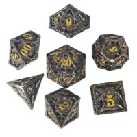 Dés pour jdr - Métal creux - Dragon - Noir