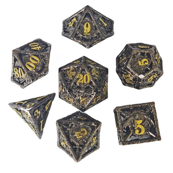 Dés pour jdr - Métal creux - Dragon - Noir