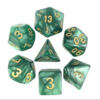 Dés pour jdr - Vert nacré et or