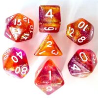Dés pour jdr - Résine Violet et Orange Paillettes